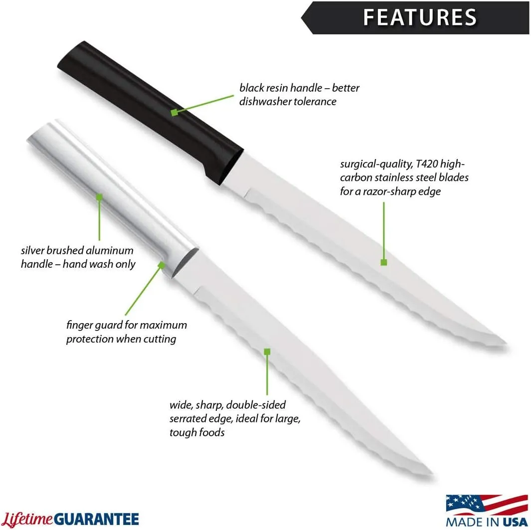 Rada Cutlery Serrated Slicer Knife, Made in USA, Silver Handle