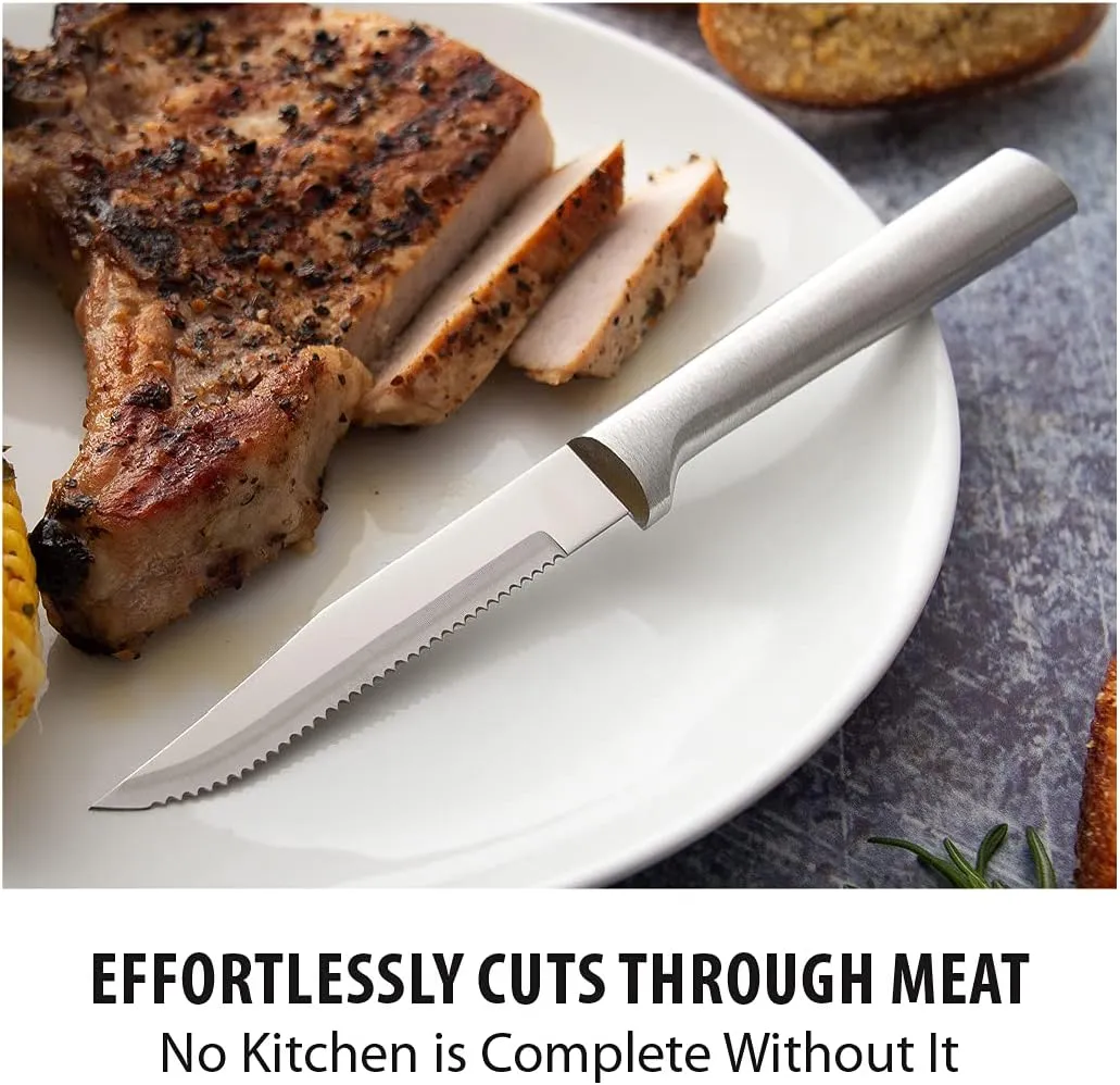 RADA Cutlery Serrated Steak Knife, Silver Handle, Pack of 2