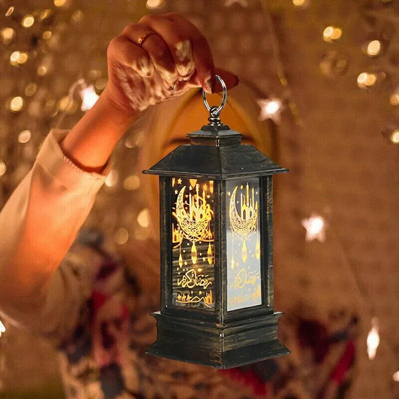 Ramadan Lantern Lamp Eid Mubarak Led Light Muslim Ornament Party Hanging Decor