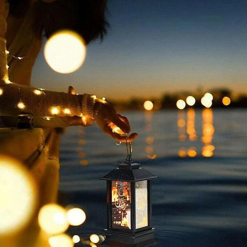 Ramadan Lantern Lamp Eid Mubarak Led Light Muslim Ornament Party Hanging Decor