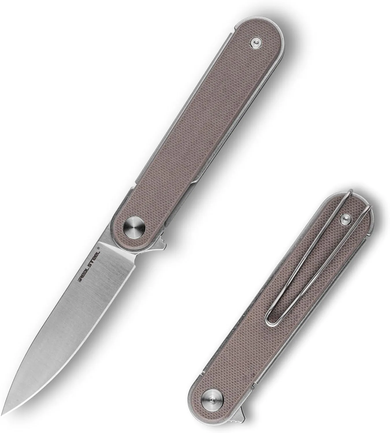 REALSTEEL IRIS Pocket Knife, Folding Knife, Flipper, Liner Lock, 2.99" 12C27 Steel Blade, Lightweight G10 Handle, 1.74oz, Deep-carry Pocket Clip, EDC Outdoor Indoor, Gifts for Men Women Camping Hiking Climbing Fishing (Coyote G10)