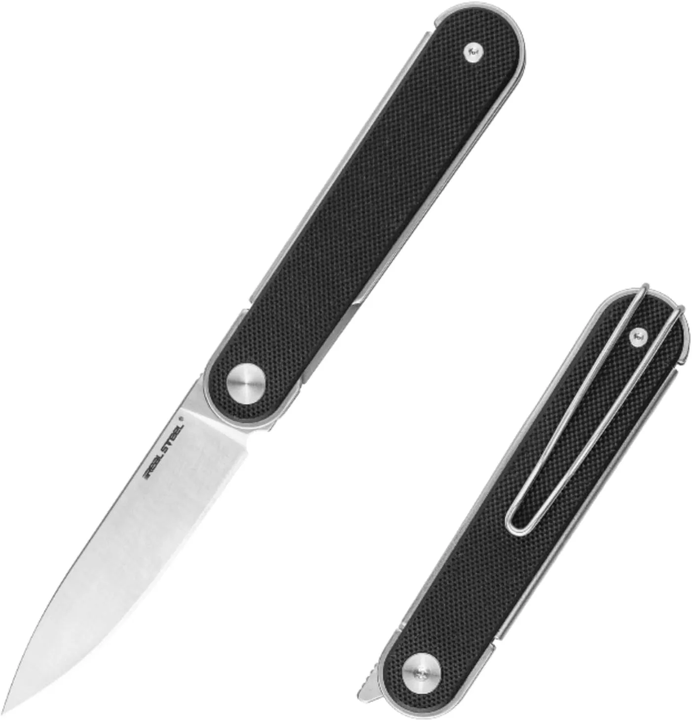 REALSTEEL IRIS Pocket Knife, Folding Knife, Front Flipper, Liner Lock, 2.99" 12C27 Steel Blade, Lightweight G10 Handle, 1.74oz, Deep-carry Pocket Clip, EDC Outdoor Indoor, Gifts for Men Women Camping Hiking Climbing Fishing (Black G10)