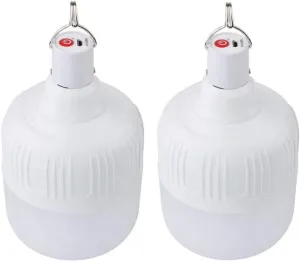 Rechargeable Emergency LED Bulb 120W 5 Modes Dimmable LED Night Light Bulb Portable Outdoor BBQ Hanging Light for Power Outage Camping Hurricane Patio Garden,2 Pack