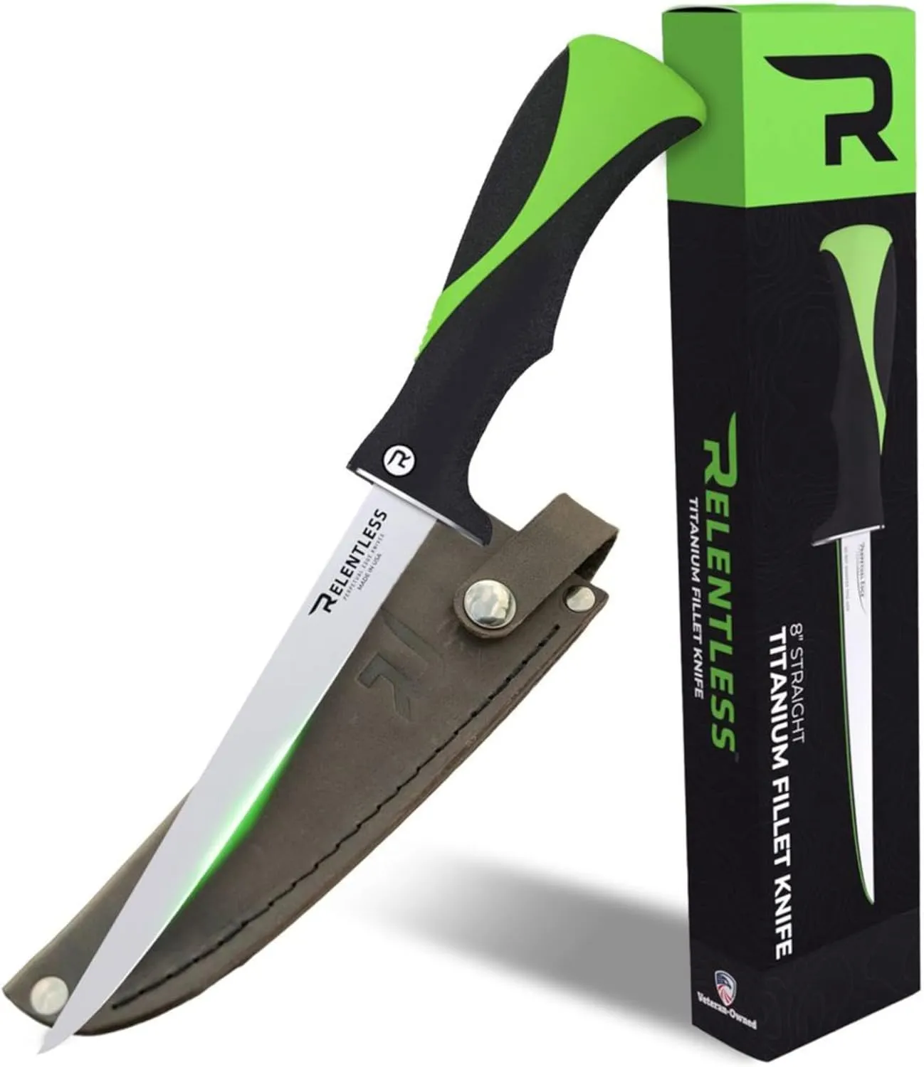 Relentless Knives - True Self Sharpening Knife - Fillet Knife Fishing with Never Rust Straight Blade and Perpetual Edge Sharpening Technology - 8 Inch