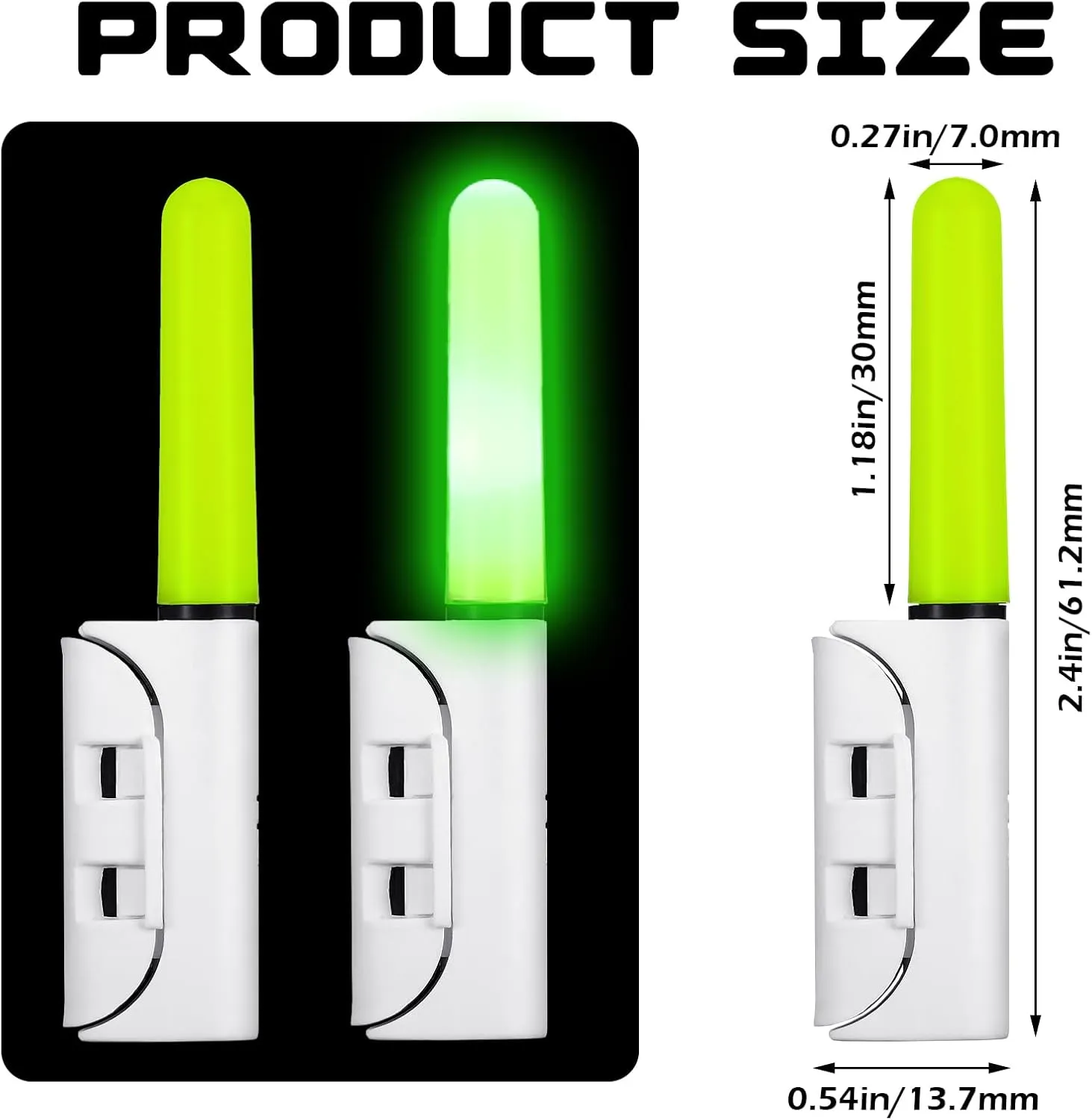 Retisee 9 Pcs 2.5 Inch Fishing Glow Sticks LED Fishing Pole Light Night Fish Strike Alert Glow Stick Bite Alarm Night Fish Rod Waterproof Luminous Rod