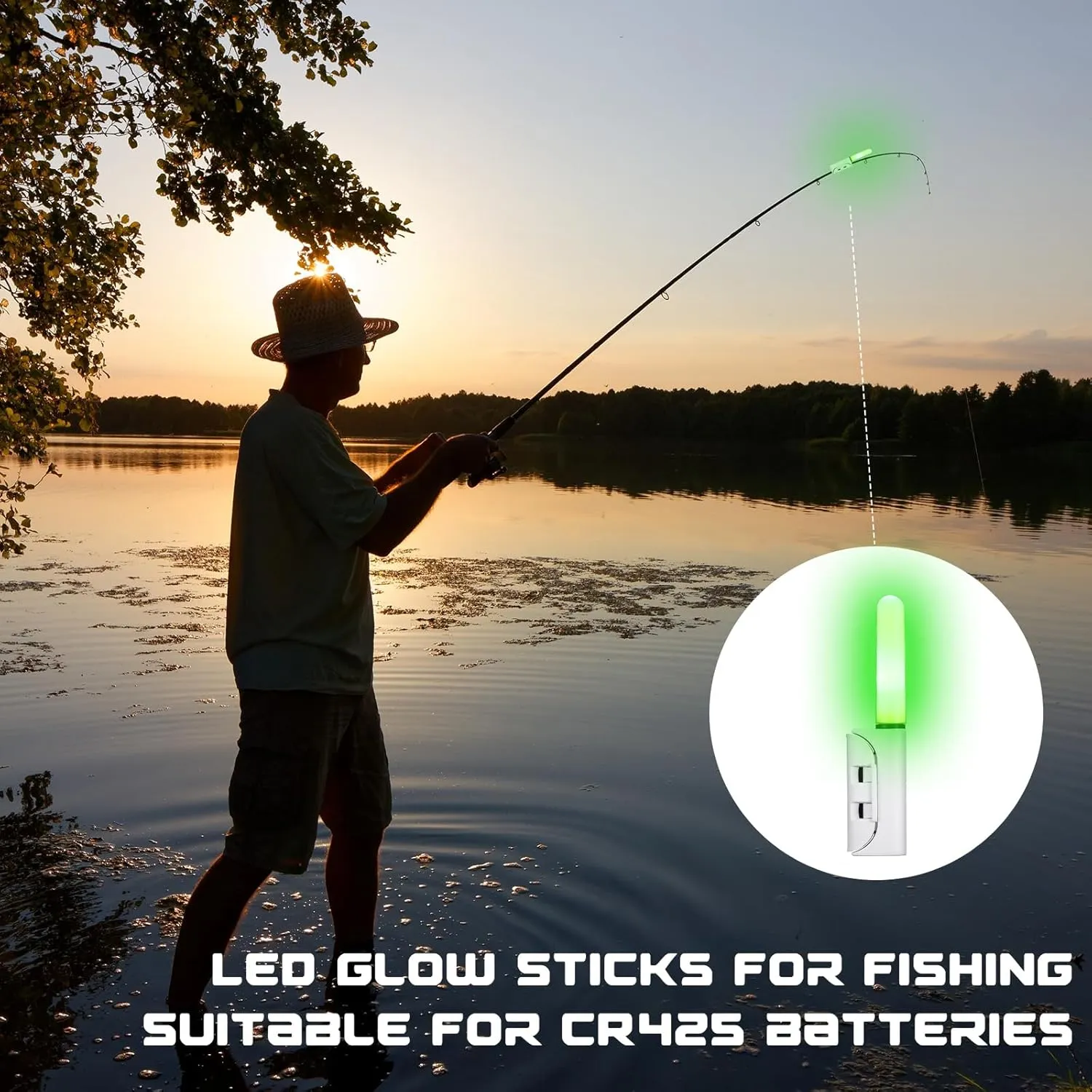 Retisee 9 Pcs 2.5 Inch Fishing Glow Sticks LED Fishing Pole Light Night Fish Strike Alert Glow Stick Bite Alarm Night Fish Rod Waterproof Luminous Rod