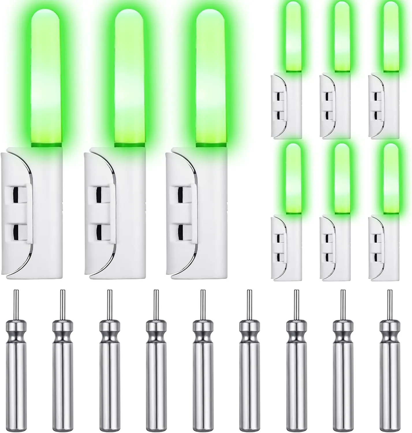 Retisee 9 Pcs 2.5 Inch Fishing Glow Sticks LED Fishing Pole Light Night Fish Strike Alert Glow Stick Bite Alarm Night Fish Rod Waterproof Luminous Rod