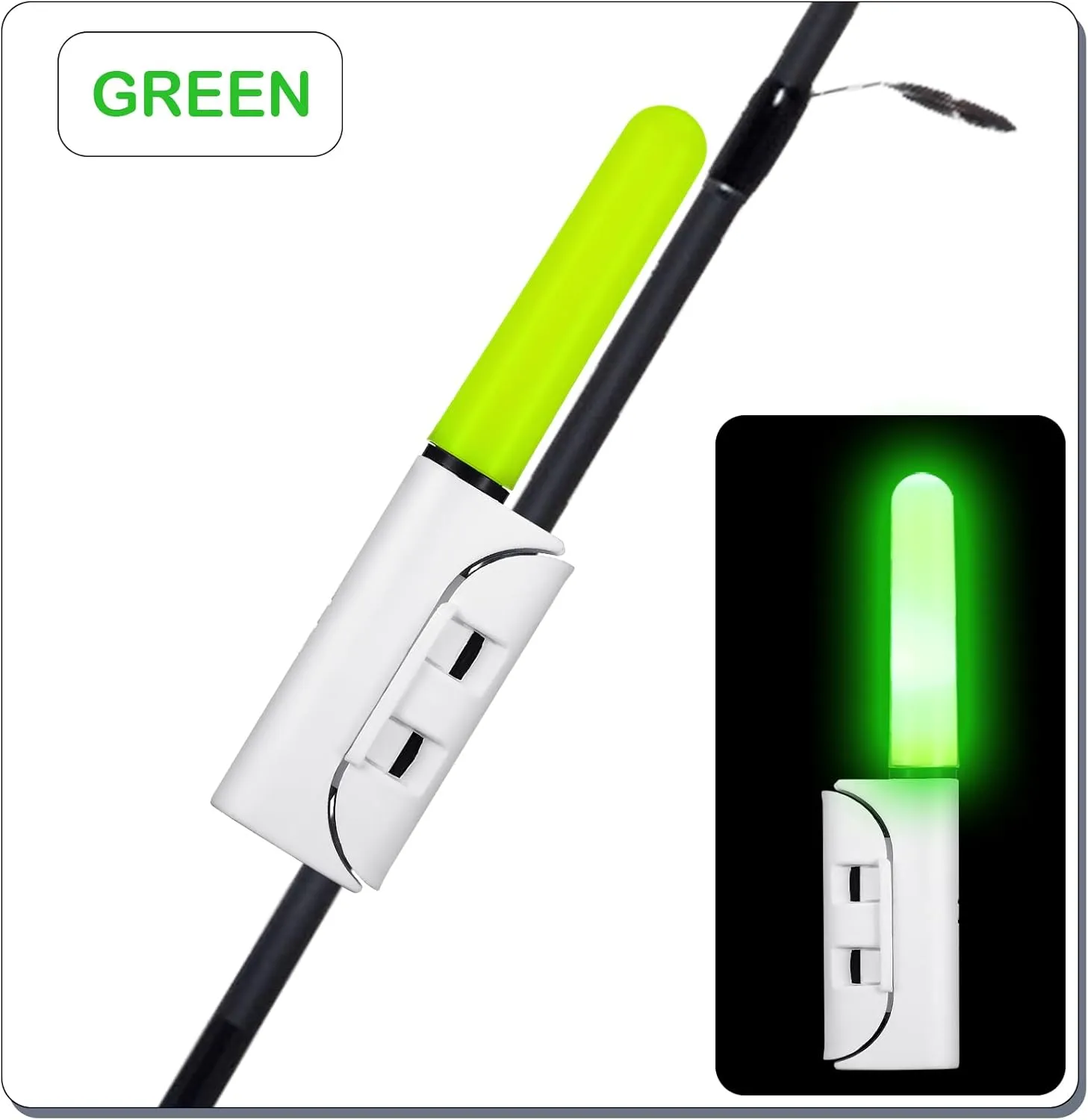 Retisee 9 Pcs 2.5 Inch Fishing Glow Sticks LED Fishing Pole Light Night Fish Strike Alert Glow Stick Bite Alarm Night Fish Rod Waterproof Luminous Rod