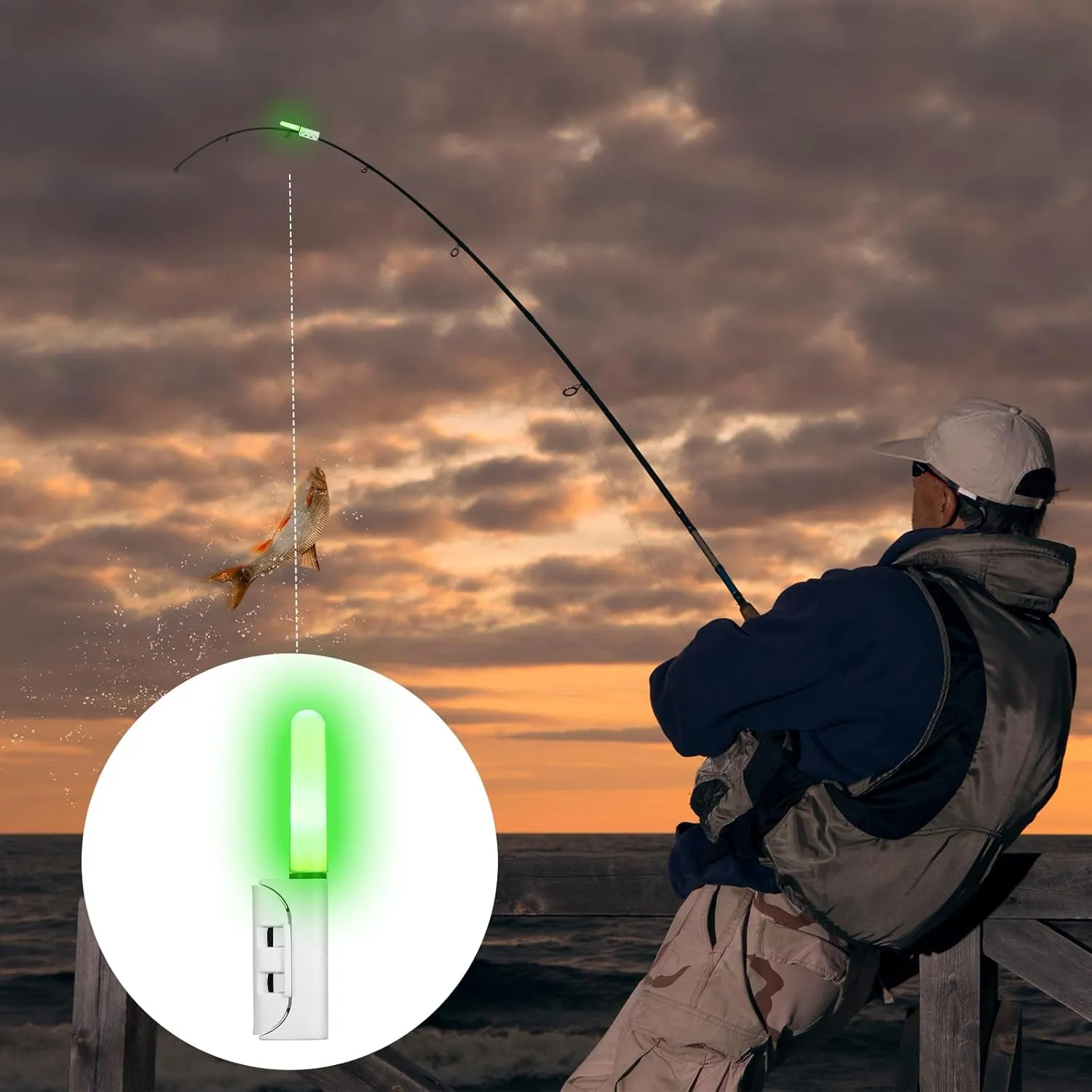 Retisee 9 Pcs 2.5 Inch Fishing Glow Sticks LED Fishing Pole Light Night Fish Strike Alert Glow Stick Bite Alarm Night Fish Rod Waterproof Luminous Rod