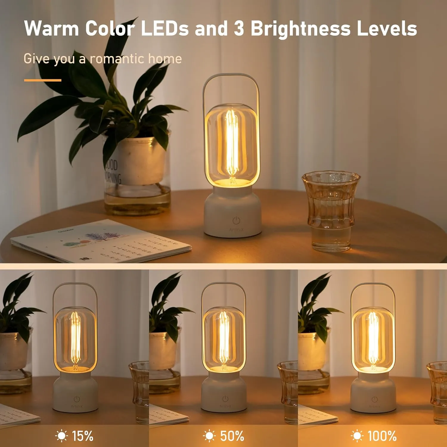 Retro Cordless Lantern Table Lamp, 40 Hours Long Lasting Dimming Night Light, Small Rechargeable Battery Operated Light for Cruise Nightstand Travel Camping Decoration Gift- Pink