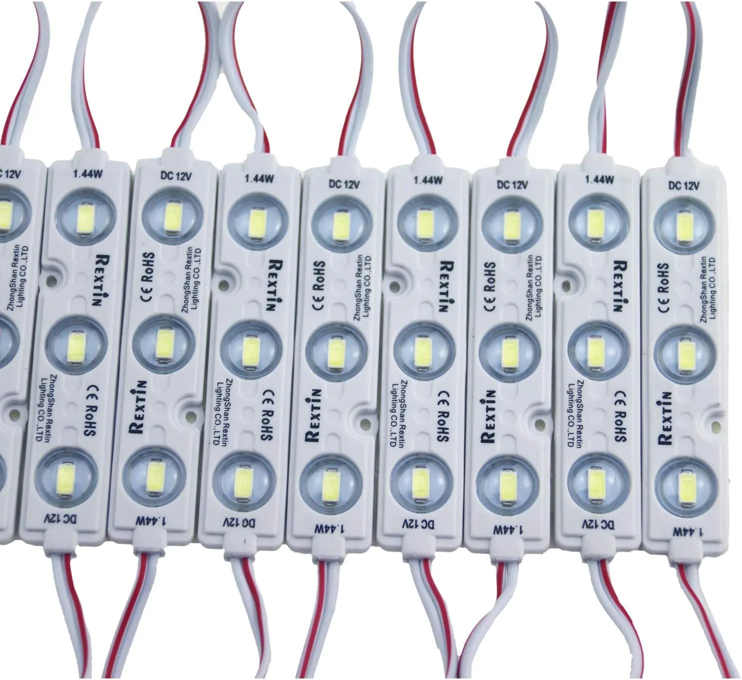 Rextin Super Bright 200pcs 3 LED Module White 5630 5730 SMD 40-45LM Per led Waterproof Decorative Light for Letter Sign Advertising Signs with Tape Adhesive Backside