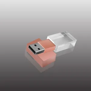Rose Gold Crystal 64GB USB 2.0 Flash Drive LED Light Glass Pen Drive Thumb Drive Gift for Boy Girl Men Women Kids Mom Dad Memory Stick Pendrive USB Stick