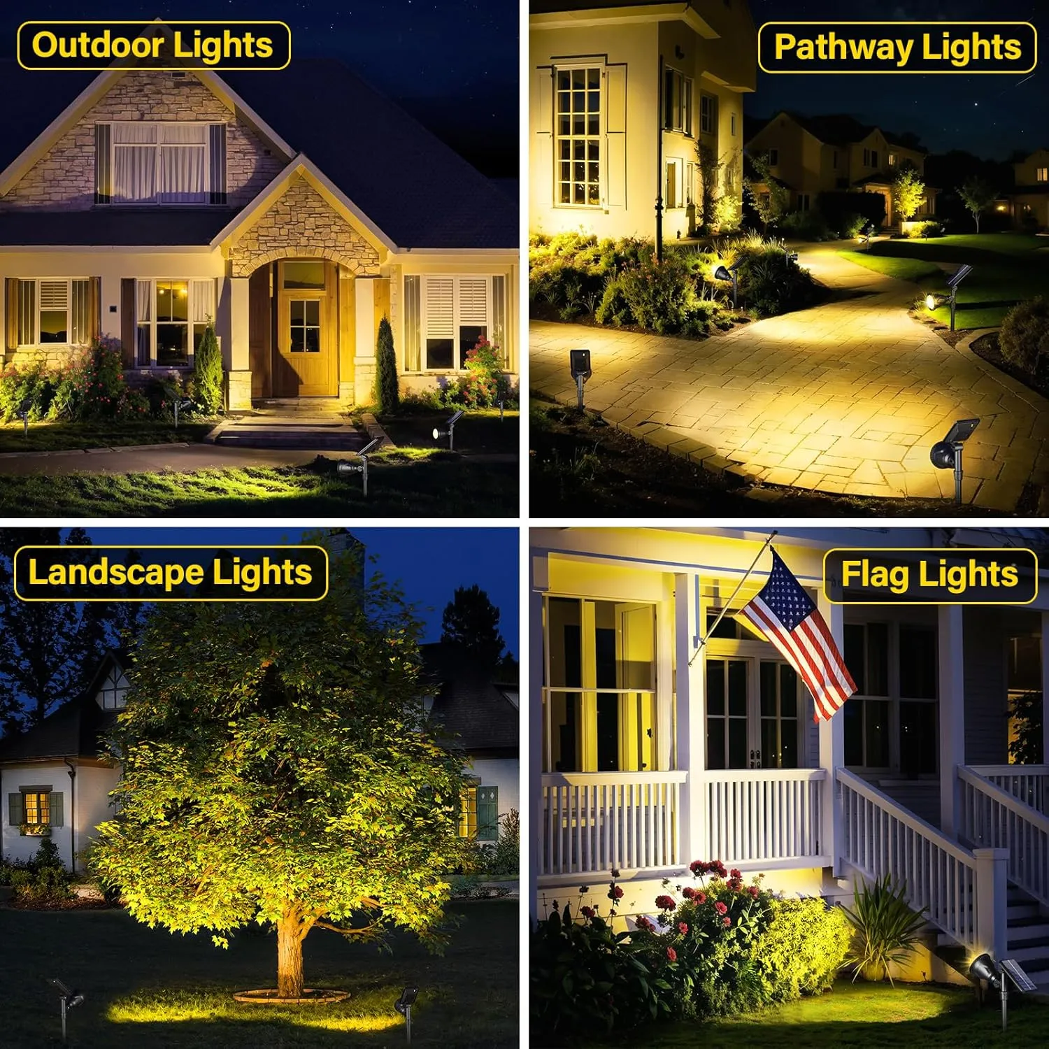 ROSHWEY Solar Spot Lights Outdoor Spotlight 18 LED Waterproof Landscape Spotlight for Garden Lawn Backyard Patio Porch Wall Deck Garage (WarmWhite- 2 Pack)
