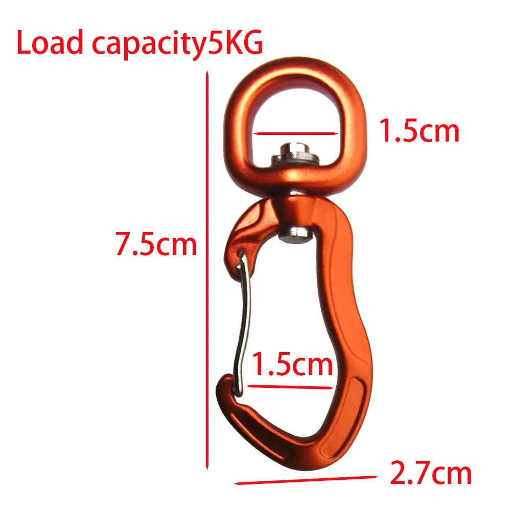 Rotating Climbing Carabiner - D-type Auto Locking Clip - Kite, Pet Leash, Hammock Buckle, Keychain, Rope Swivel