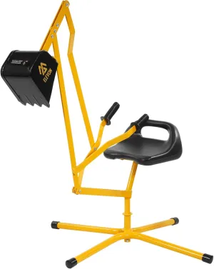 Sand Digger Kids Excavator Ride On Toy, Beach Toys Outdoor Sandbox Toy Digger, Steel Excavator Crane Rotates 360 with Stabilizing Base, Sand Toys Backyard Sandbox, Dirt and Snow - Yellow