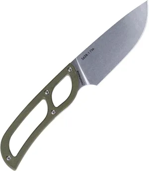 Sanrenmu Fixed Blade Knife with Sheath 3.28" 8Cr13Mov Blade G10 Hollow-out Handle Full Tang for EDC Outdoor Camping S628 (Green)