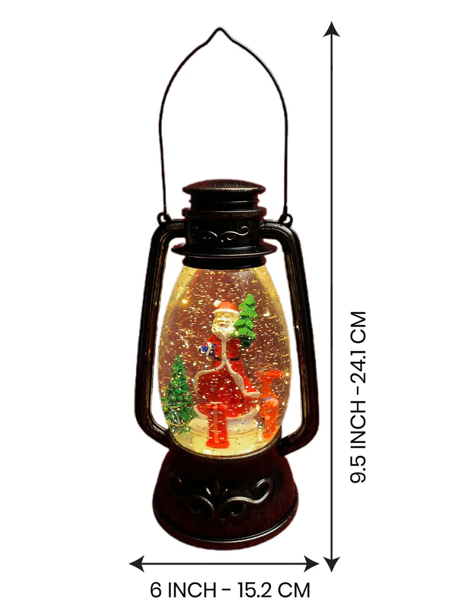 Santa with rotating gift  and Deer Musical Glitter Water Light, Christmas Snow Lantern