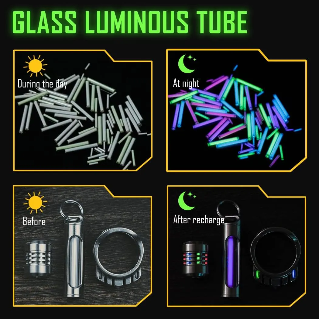 sayram 4pcs-Glass Luminous Tube, Rare Earth Luminous Stick, Glow Bar in The Dark Tril Vial Alternative, DIY for EDC Accessories Decoration