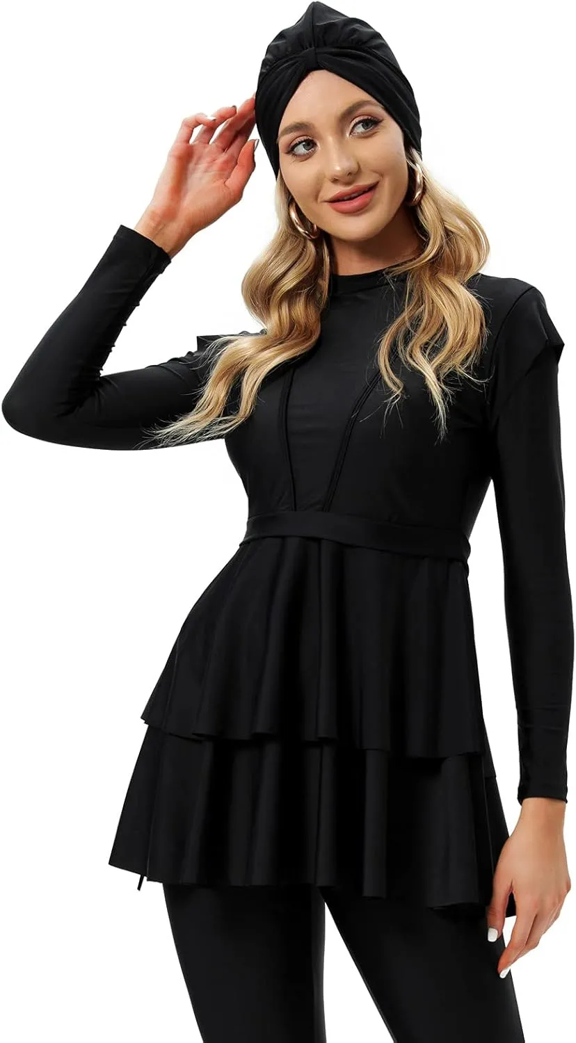 seafanny Women Modest Swimsuit Long Sleeve Burkini Full Cover Muslim Swimwear
