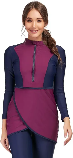 seafanny Women Modest Swimsuit Long Sleeve Burkini Full Cover Muslim Swimwear