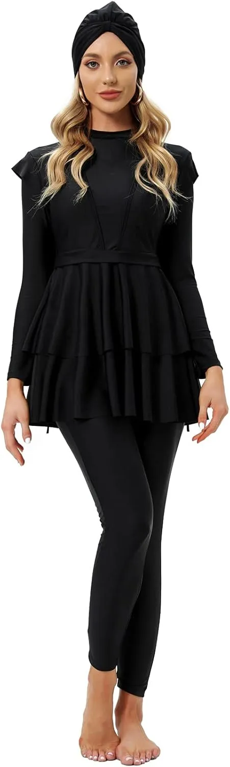 seafanny Women Modest Swimsuit Long Sleeve Burkini Full Cover Muslim Swimwear