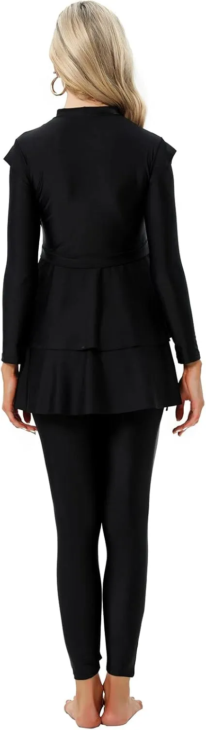 seafanny Women Modest Swimsuit Long Sleeve Burkini Full Cover Muslim Swimwear