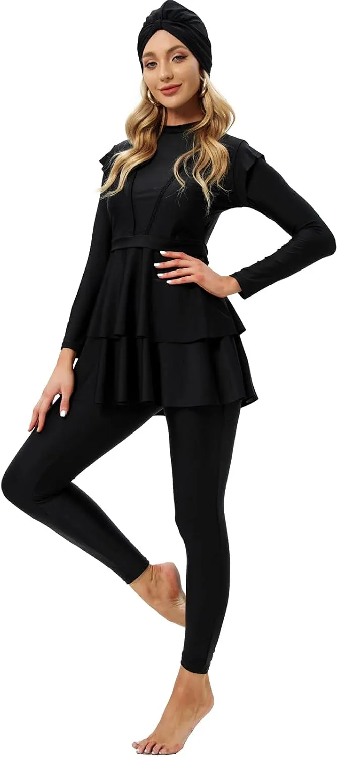 seafanny Women Modest Swimsuit Long Sleeve Burkini Full Cover Muslim Swimwear
