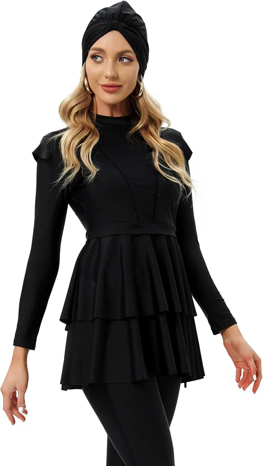 seafanny Women Modest Swimsuit Long Sleeve Burkini Full Cover Muslim Swimwear