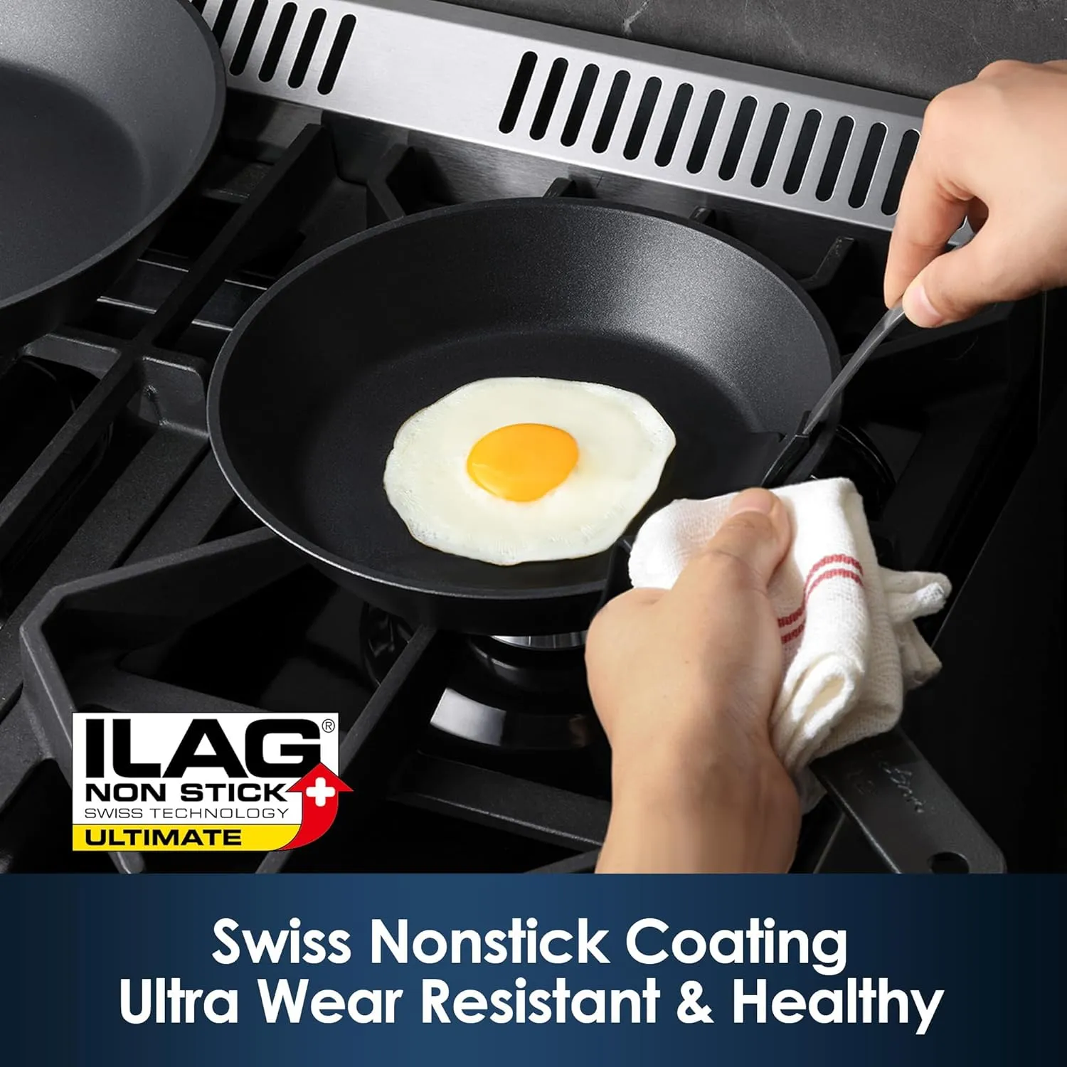 SENSARTE Nonstick Frying Pan Set 2-Piece, Oven Safe Skillets with Swiss Coating, Induction Compatible Chef Pan Set, Dishwasher Safe Cooking Pans, Anodized Frying Pans, PFOA Free, 8 and 10 Inch