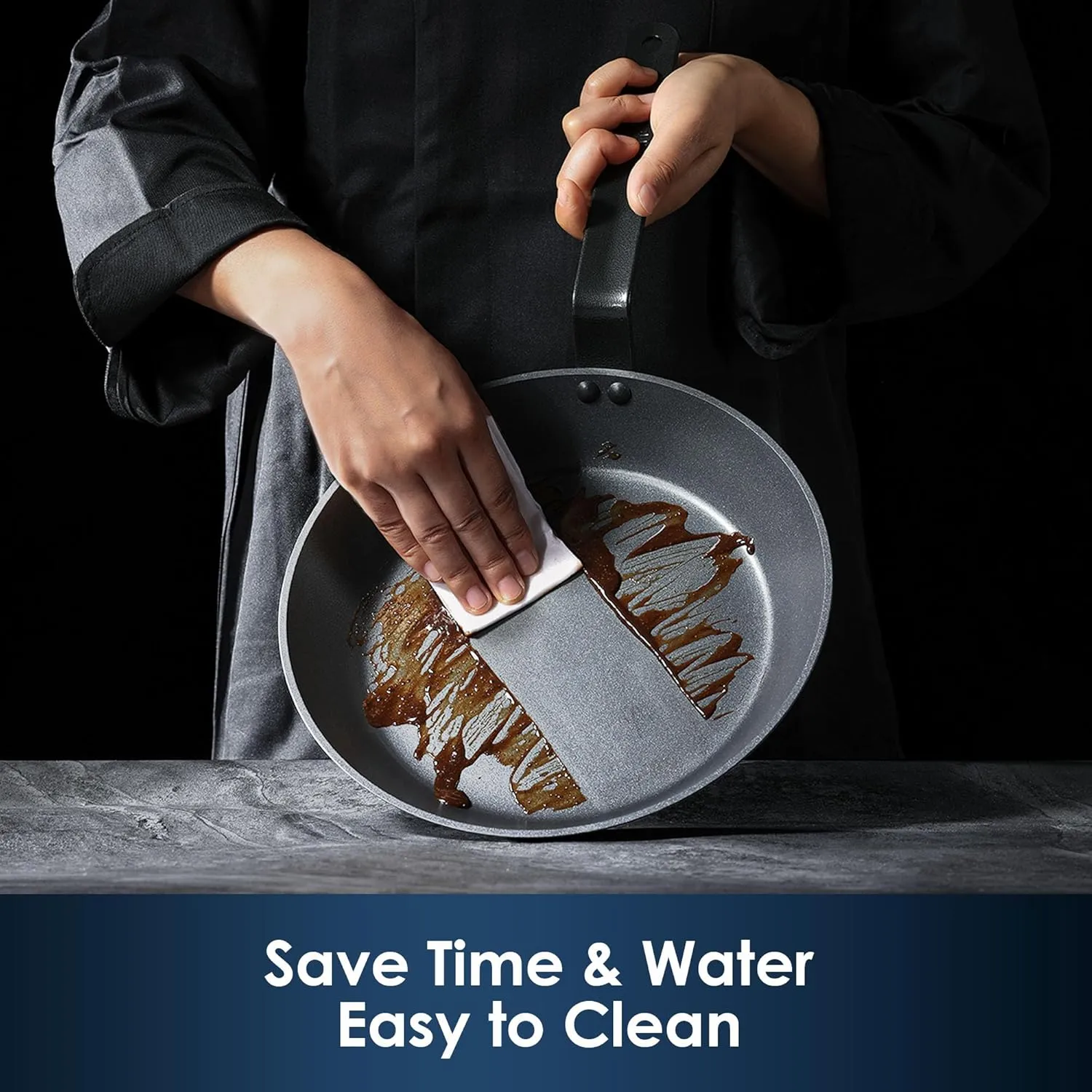 SENSARTE Nonstick Frying Pan Set 2-Piece, Oven Safe Skillets with Swiss Coating, Induction Compatible Chef Pan Set, Dishwasher Safe Cooking Pans, Anodized Frying Pans, PFOA Free, 8 and 10 Inch