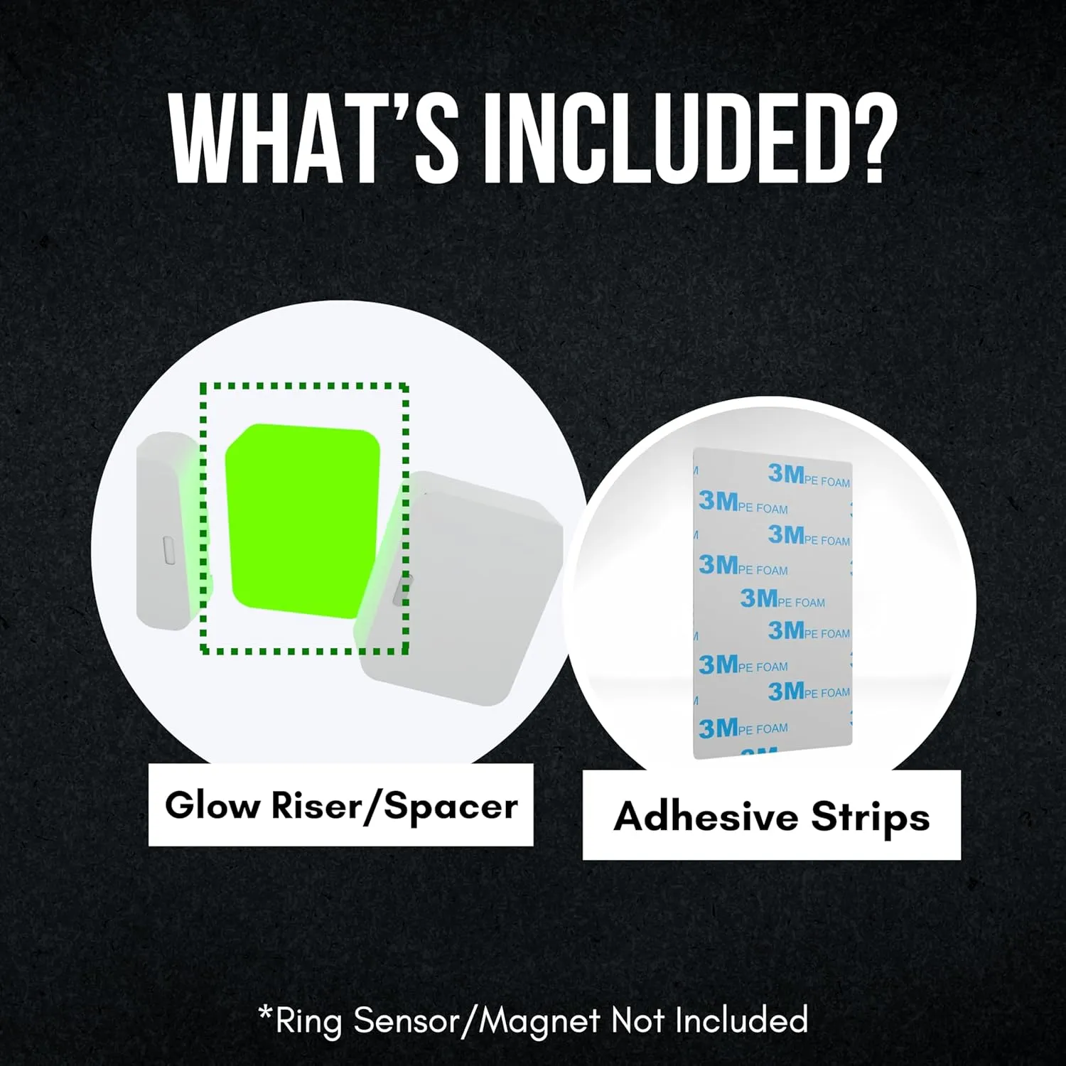 Sensor Riser Compatible with SimpliSafe | Alarm Contact Sensor Spacer - Glow in The Dark | Alarm Riser with 3M Adhesive - Sensor/Magnet Not Included (1 Pack - 1/2 inch)