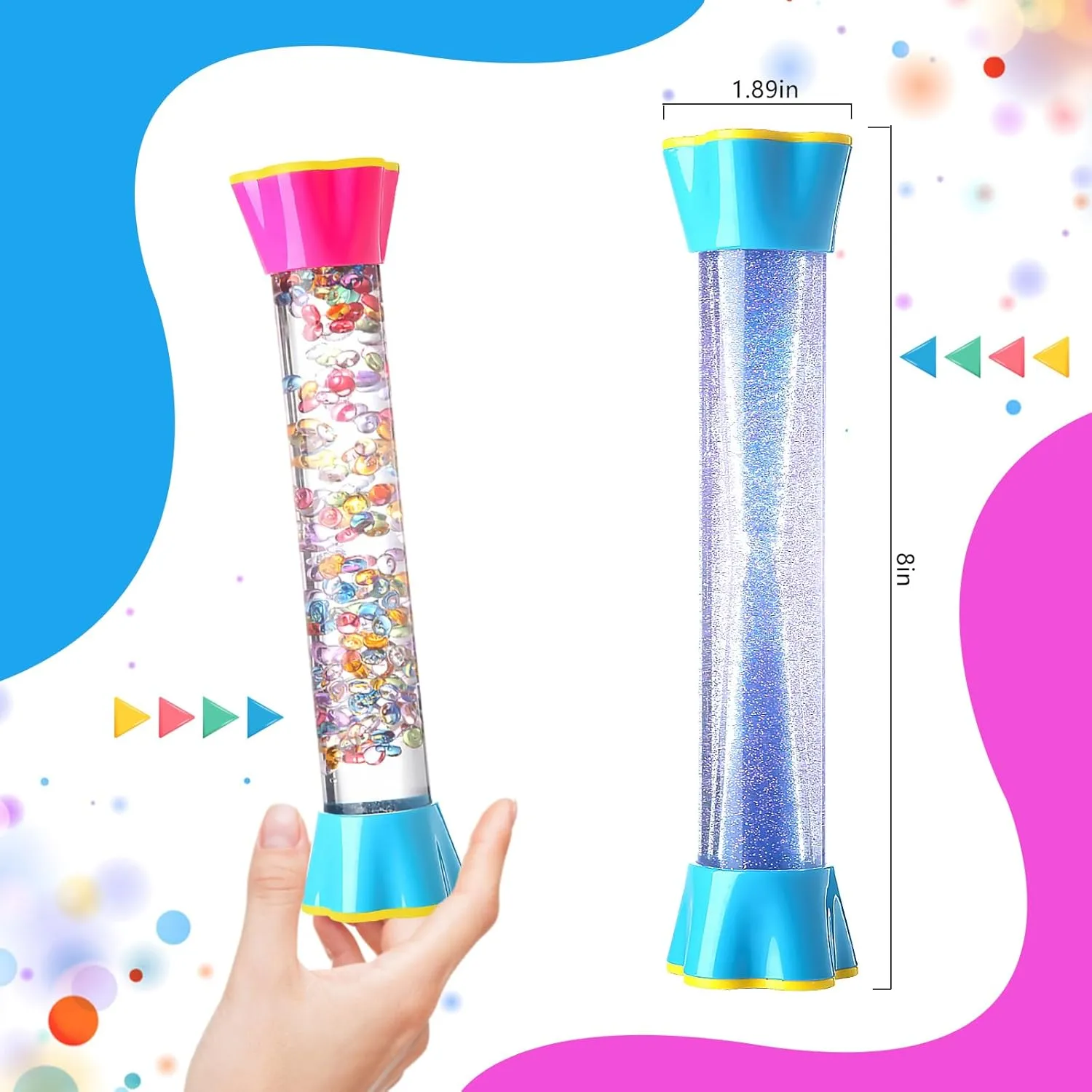 Sensory Fidget Tubes Set - Calming Toys for Kids - with Glitter Bottle, Gravity Spinner, Bubble Drop Spiral Hourglass - Promotes Calmness & Independent Play (3 Pack-Style#2, 3)