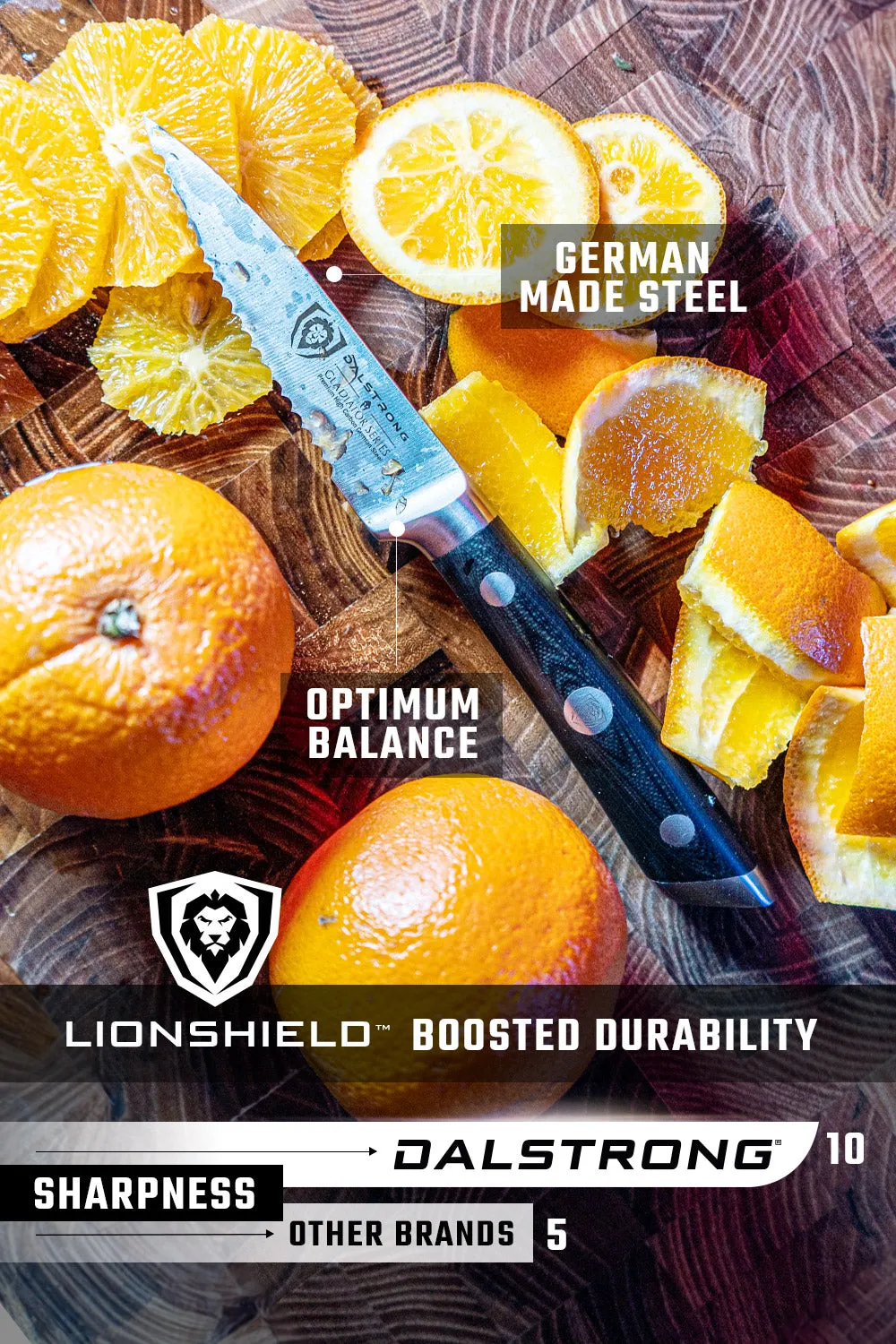 Serrated Paring Knife 3.75" | Gladiator Series | NSF Certified | Dalstrong ©