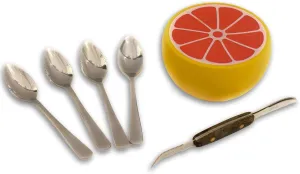 Set of 4 Grapefruit spoons, One Grapefruit Knife, and One Grapefruit Keeper