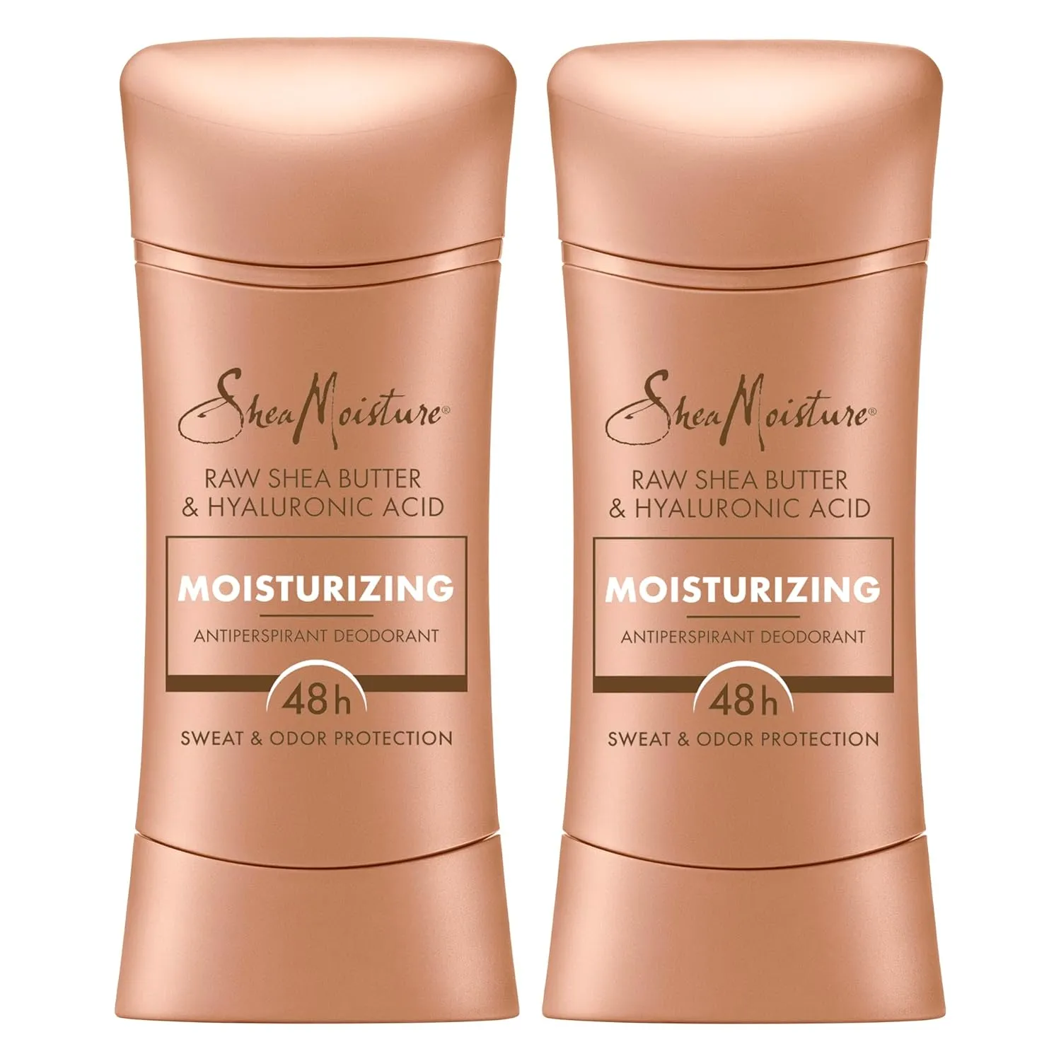 SheaMoisture Antiperspirant Deodorant Stick Moisturizing Raw Shea Butter & Hyaluronic Acid 2 Count for 48HR Sweat & Odor Protection with No Parabens & No Mineral Oil 2.6 oz