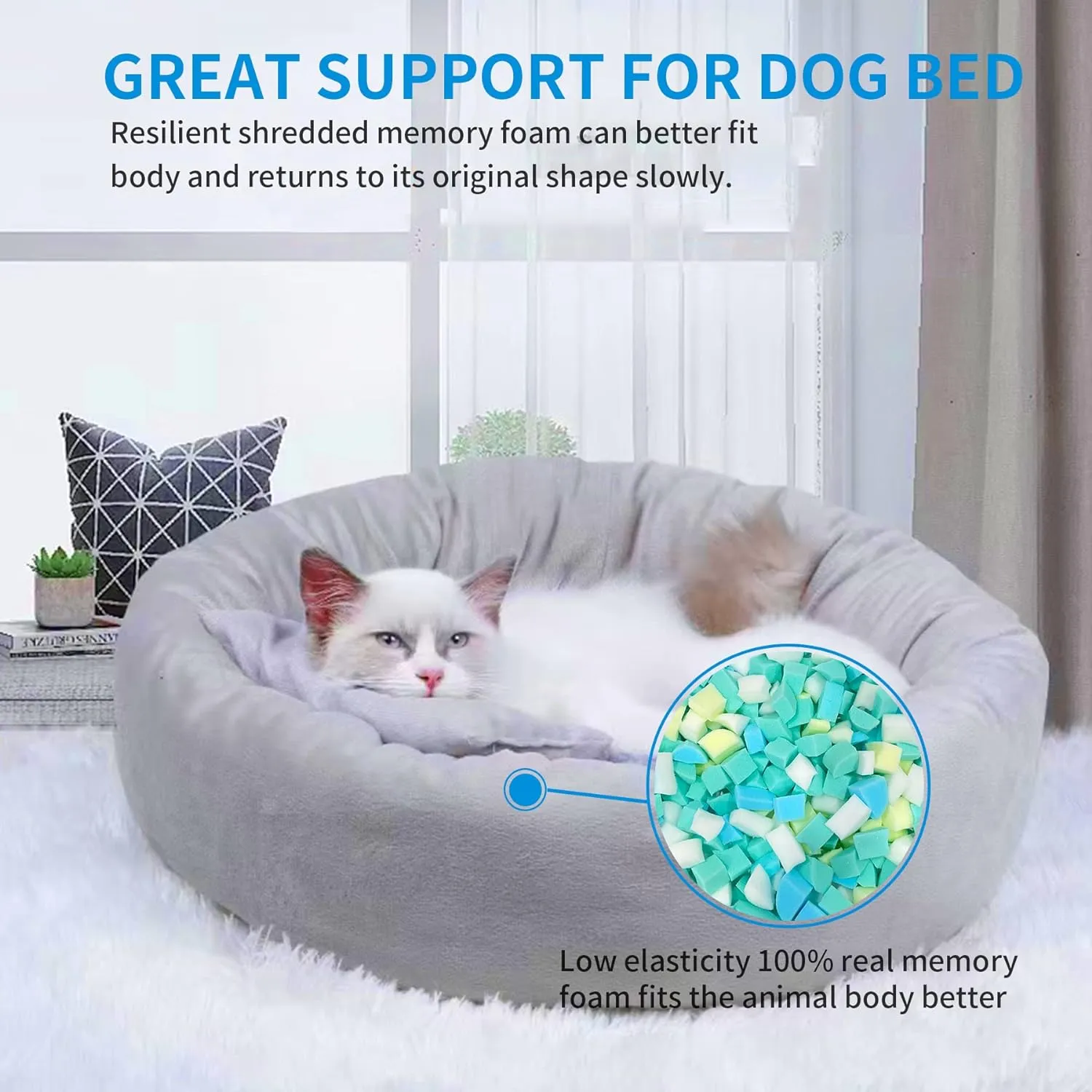 Shredded Memory Foam Filling 10lbs for Bean Bag Filler, Pillow Chair Cushion Arts Crafts Refill, Without Added Gel Particles, Premium Soft and Great for Stuffing, Multi Color and Shape