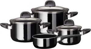 Silit Modesto Line 4-Piece Saucepan Set with Glass Lids Silargan Functional Ceramic Induction Saucepan Black