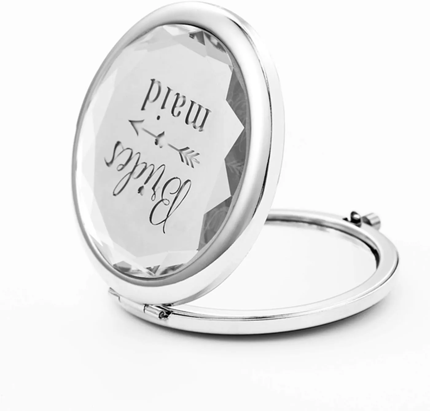 Silver Wedding Bridesmaid Proposal Set - 7 Compact Pocket Mirrors: Bride, Maid of Honor, Matron of Honor, 4 Bridesmaid Mirrors