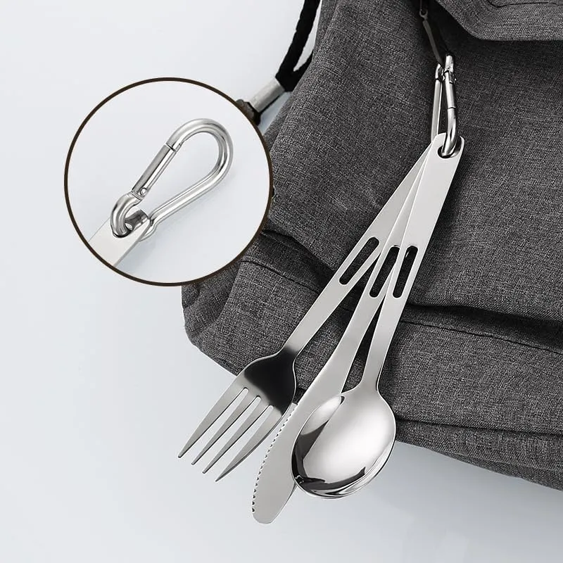 Silverware Flatware Cutlery Set, 3 Piece Set Of Stainless Steel Portable Tableware, Knife, Fork And Spoon, Outdoor Camping Gift, Student Cloth Bag Tableware Set(4Set)