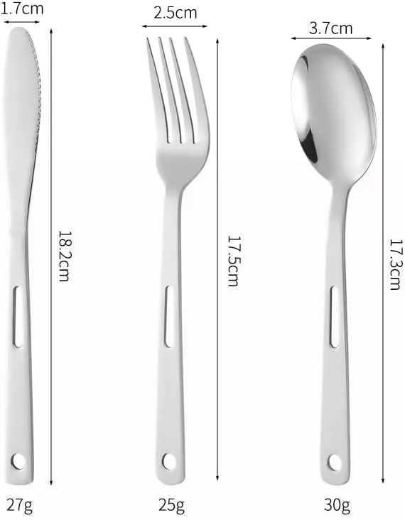Silverware Flatware Cutlery Set, 3 Piece Set Of Stainless Steel Portable Tableware, Knife, Fork And Spoon, Outdoor Camping Gift, Student Cloth Bag Tableware Set(4Set)