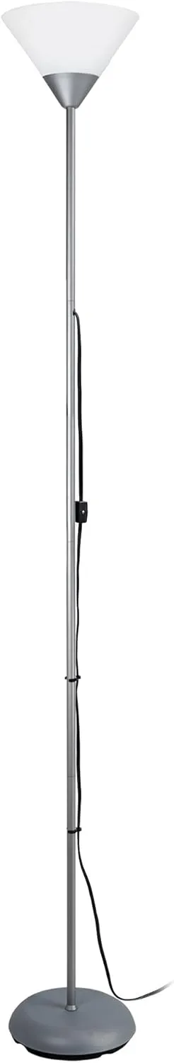 Simple Designs LF1011-SLV 1 Light Torchiere Stick Floor Lamp, Silver
