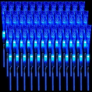 Skylety 36 Pcs Fiber Optic Wand, LED Fiber Optic Wand with 3 Light Modes, Glow Sticks Bulk Flashing Sticks Included Batteries for Wedding Festive Birthday Bar Dj Graduation Party Supply(Blue)