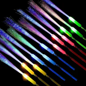 Skylety 36 Pcs Fiber Optic Wand, LED Fiber Optic Wand with 3 Light Modes, Glow Sticks Bulk Flashing Sticks Included Batteries for Wedding Festive Birthday Bar Dj Graduation Party Supply(Mixed Color)