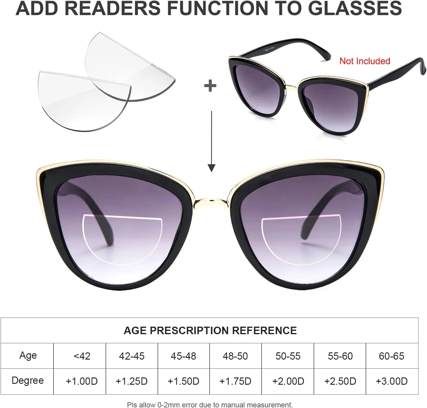 SKYWAY Stick-on Reading Lenses for Readers Glasses Sunglasses Reader Lens No Water Needed 2 Pack