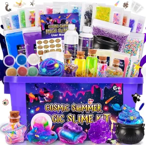Slime Kit for Girls, Magic Galaxy Slime Making Kit with Magic Sticker,Making Butter Slimes Dark Powder to Make Glitter & Galactic Slimes Stress Relief Toys Fun Gifts Toys for 6-12 Year Olds Girls Boys