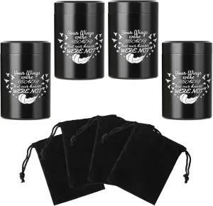 Small Urns for Human Ashes Set of 4, Mini Cremation Urn for Ashes Up to 7 Cubic Inches, Memorial Sharing Keepsake Urns Alumnium Ashes Holder, Black