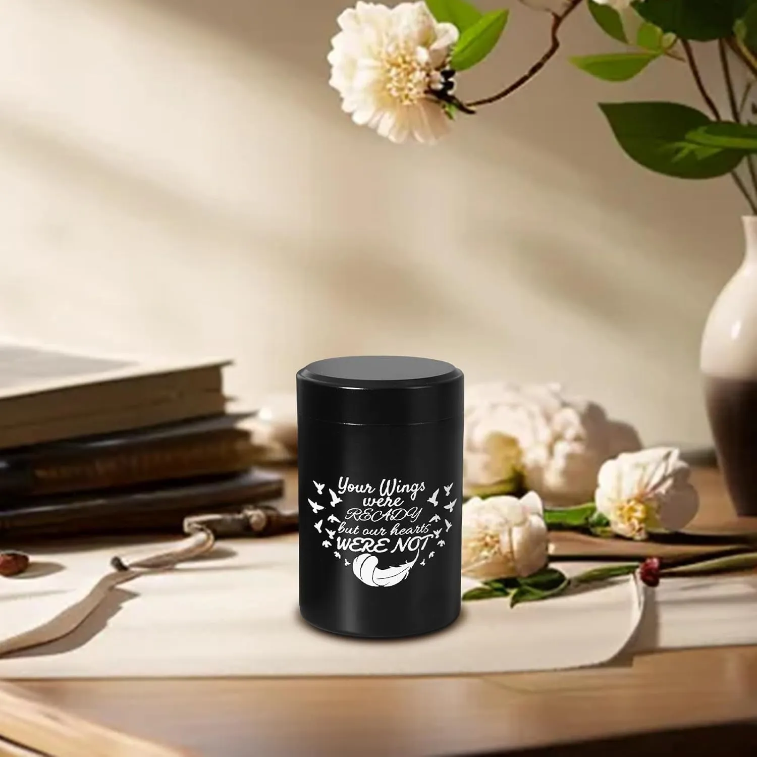Small Urns for Human Ashes Set of 4, Mini Cremation Urn for Ashes Up to 7 Cubic Inches, Memorial Sharing Keepsake Urns Alumnium Ashes Holder, Black