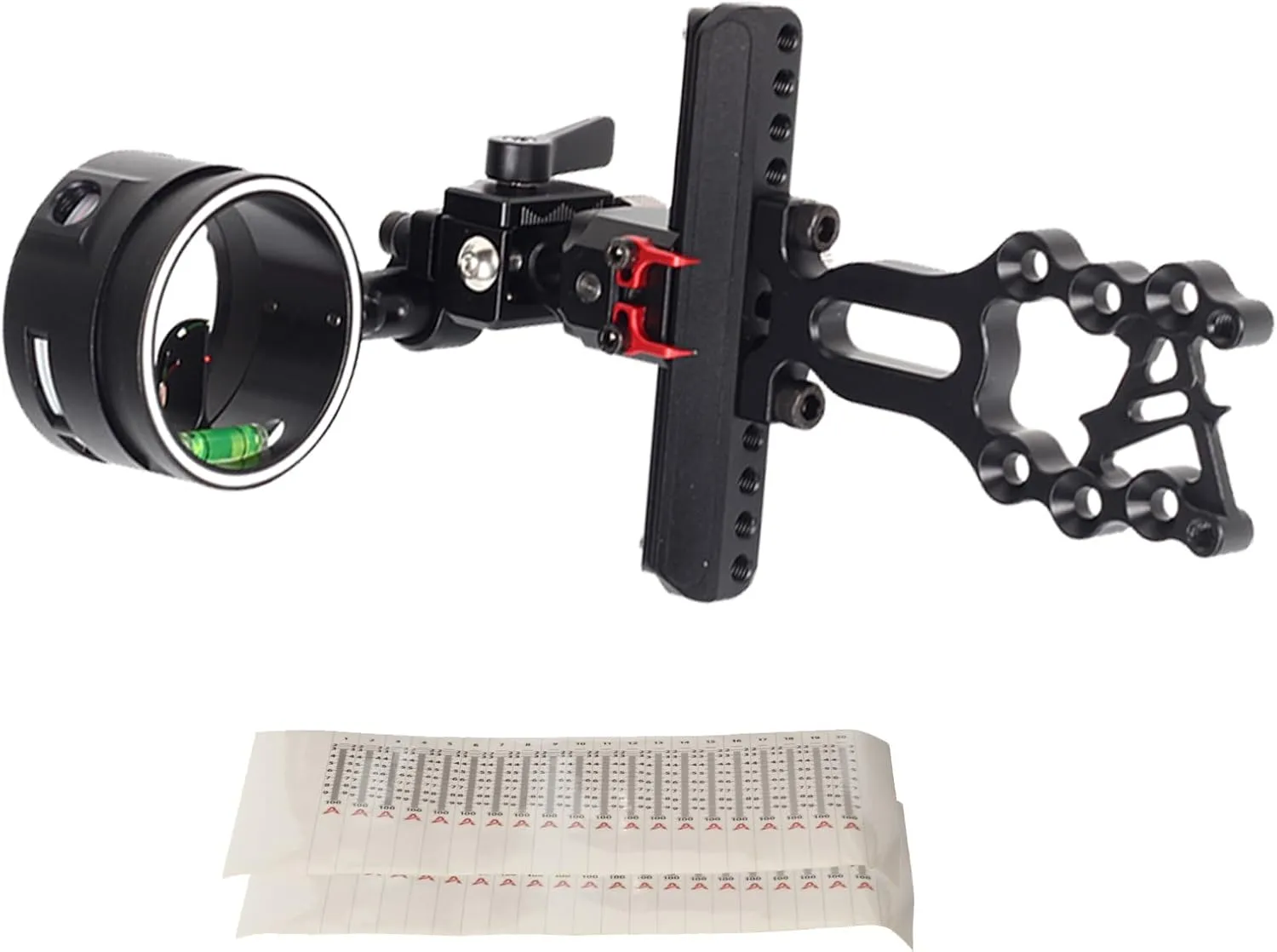 SOPOGER Archery Compound Bow Sight - Single Pin Archery Sight with Replacement Tape Quick Adjustable Aluminum Alloy Sight Long Bar Right Hand for Bow Hunting and Practice