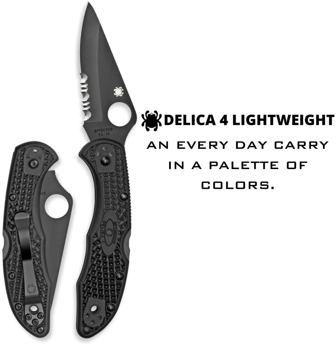 Spyderco C11PSBBK Delica 4 FRN Black Serrated Folding Pocket Knife