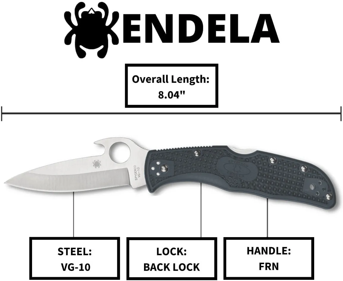 Spyderco C243PGYW Endela Emerson Opener FRN Plain Edge Pocket Folding Knife